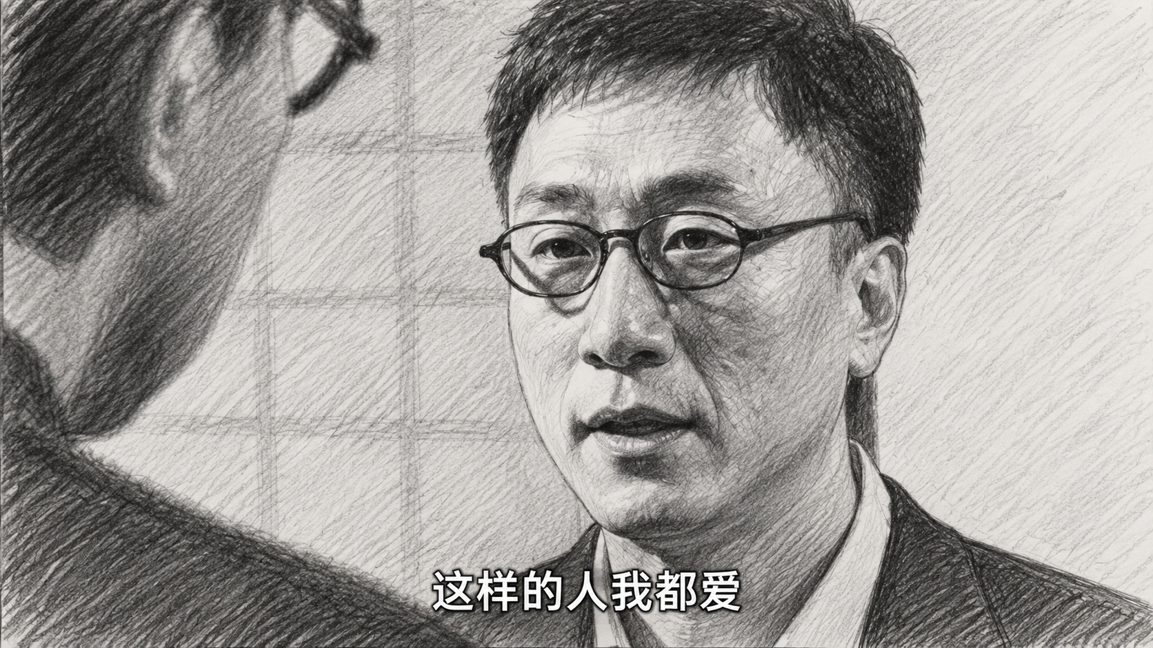 Yu Zecheng in the TV series Lurk, with the subtitle: 这样的人，我都爱